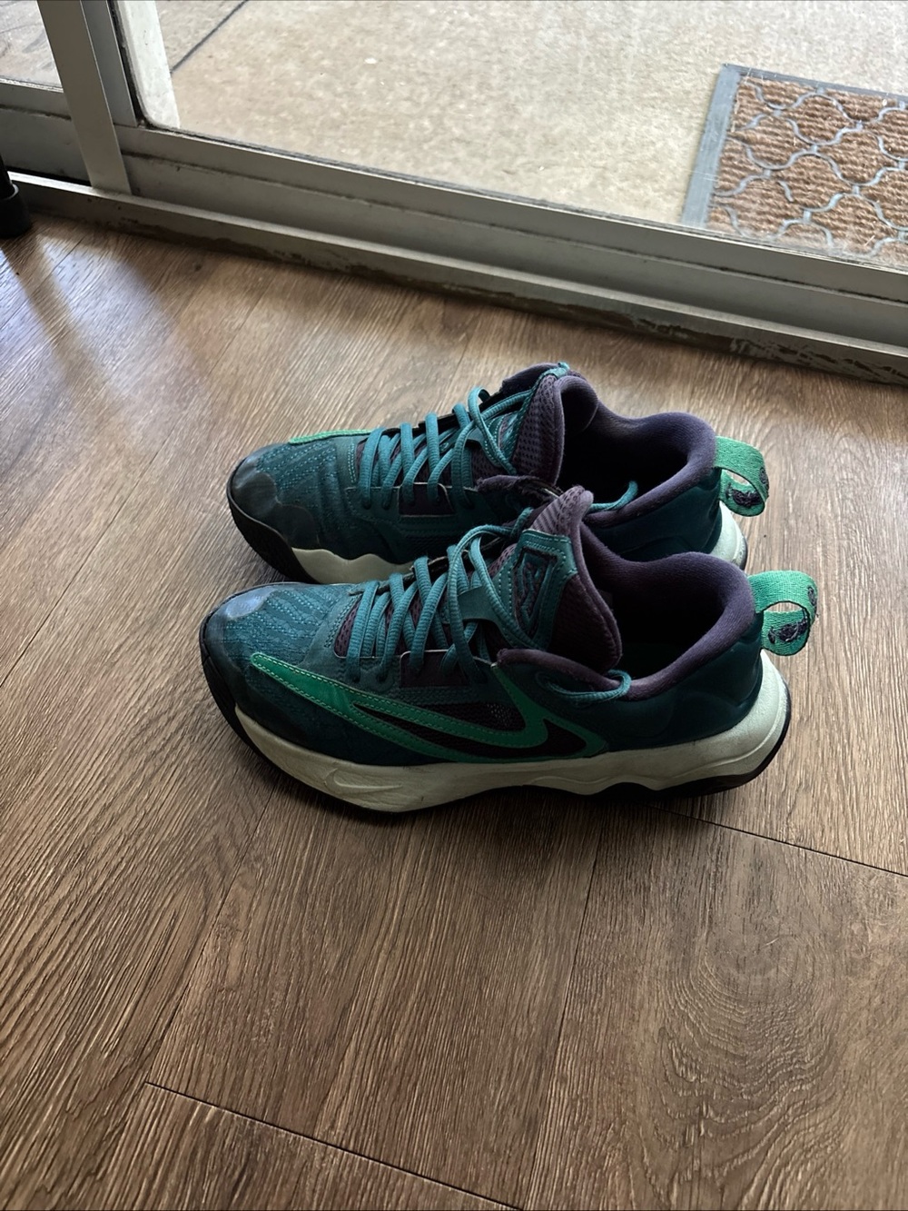 Giannis Attentekumpo Nike Teal and Purple Athletic Sneakers SZ 6